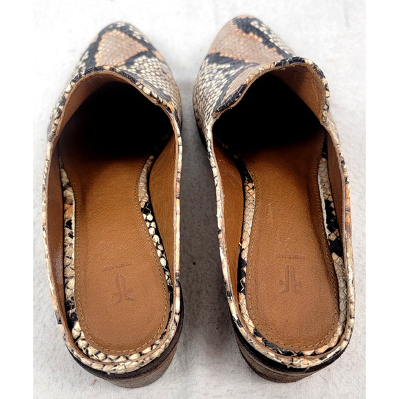 Frye Snakeskin Embossed Leather Mules 7.5M Western Slip-On Block Heel Mexico - Picture 4 of 9